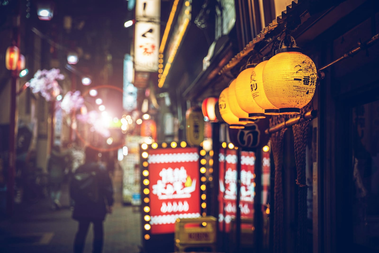 Lantern-lit lane in Shinjuku's Golden Gai.