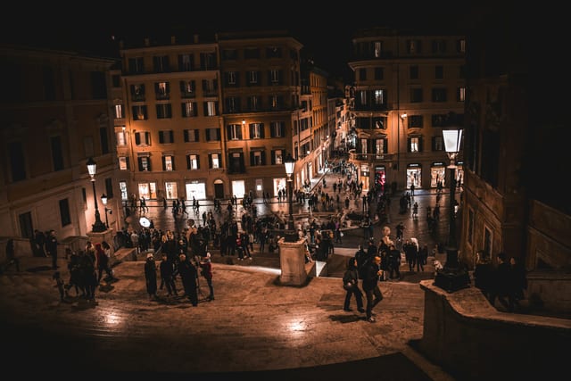 The Barcaccia fountain at the foot of the Spanish Steps in Piazza di Spagna.