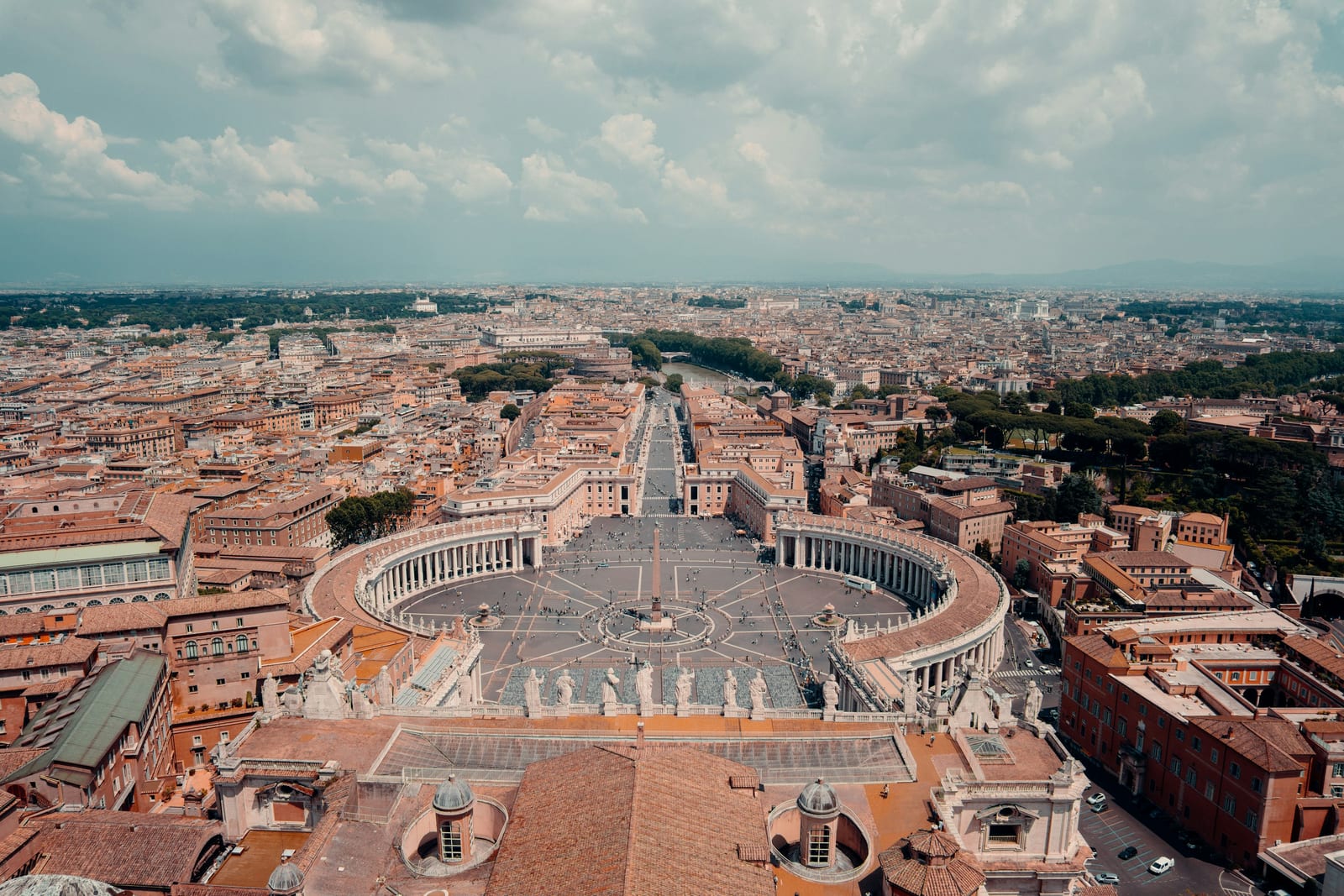 The colonnade above St Peter's Square.