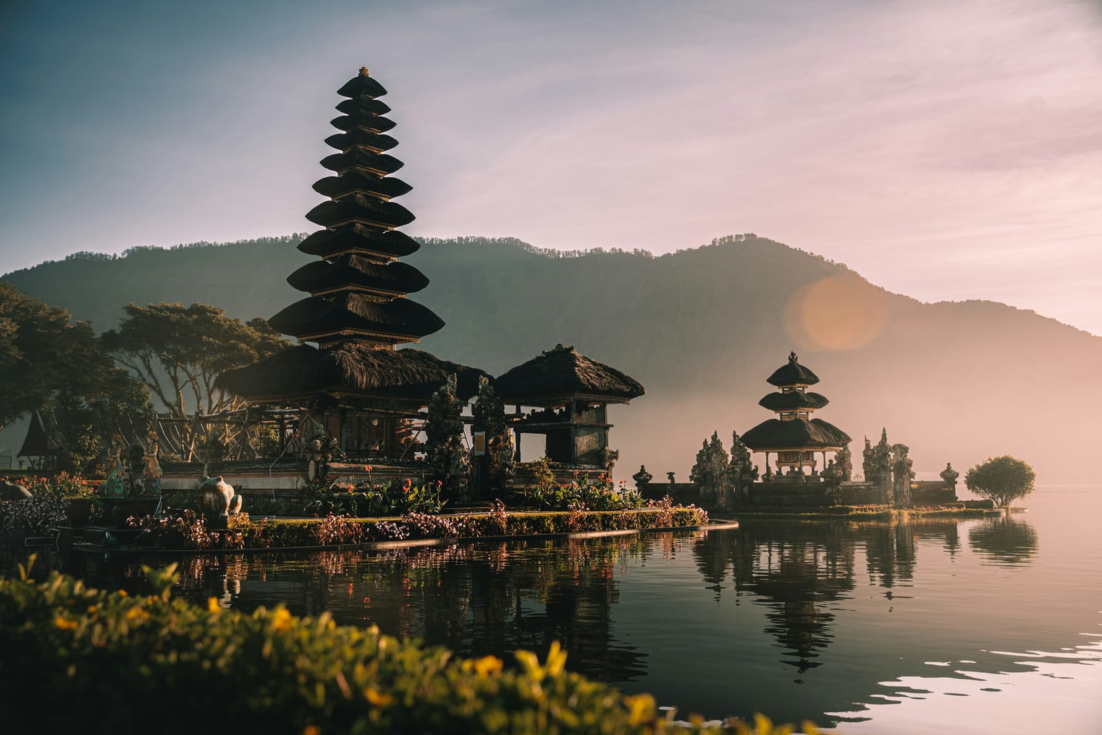 A body of water with a small island near Ubud
