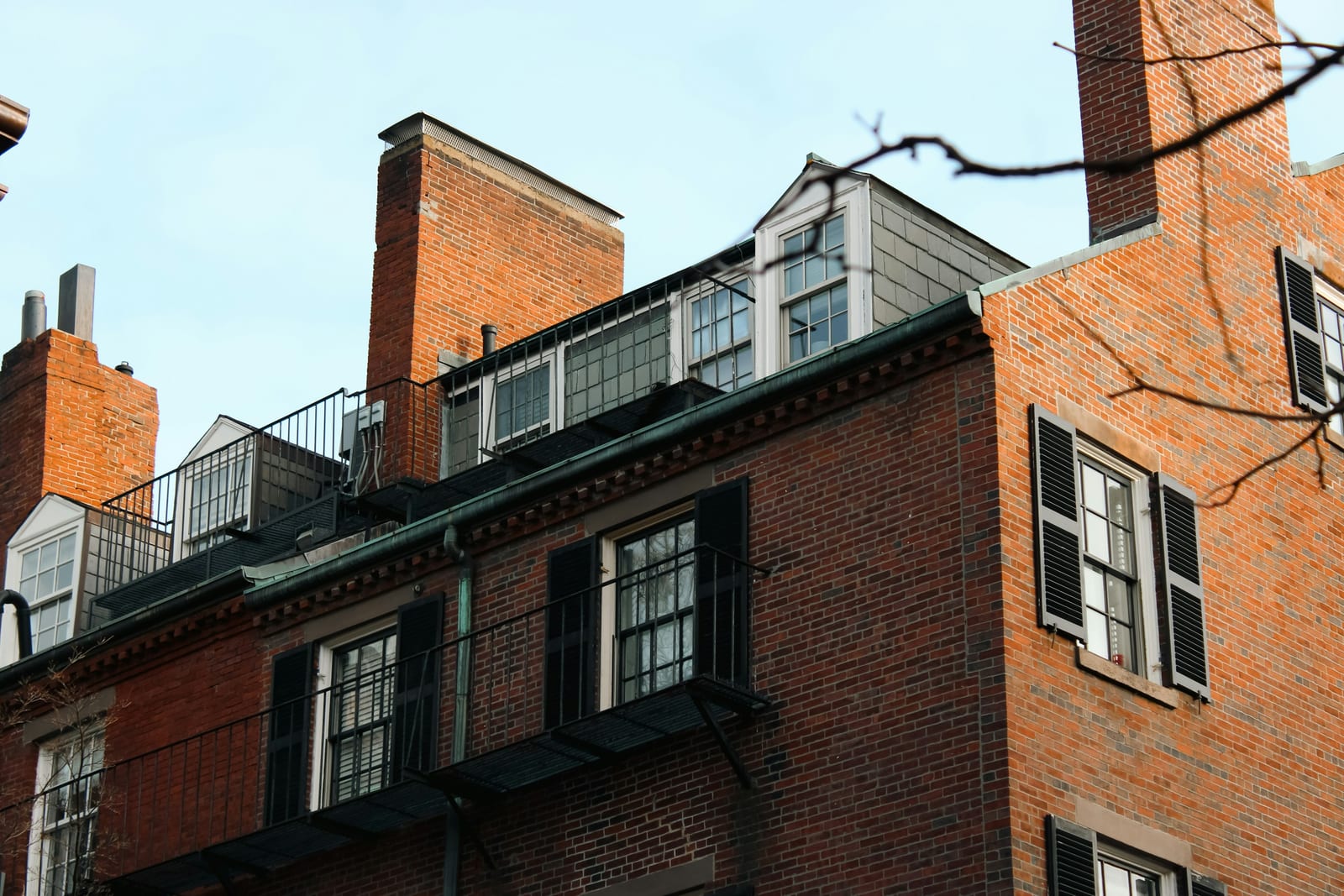Victorian bow-front brownstones in the South End