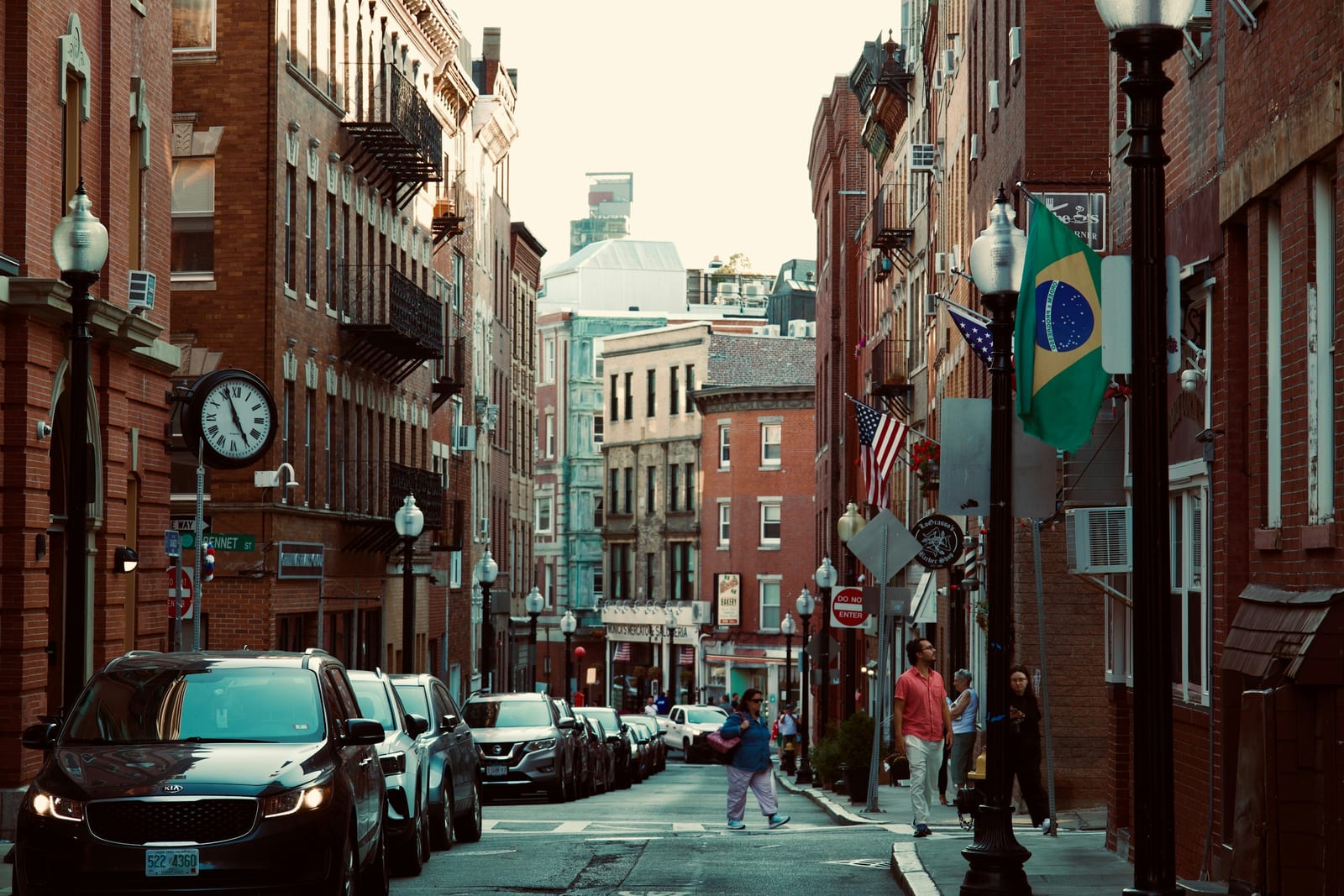 Narrow Hanover Street in Boston's North End