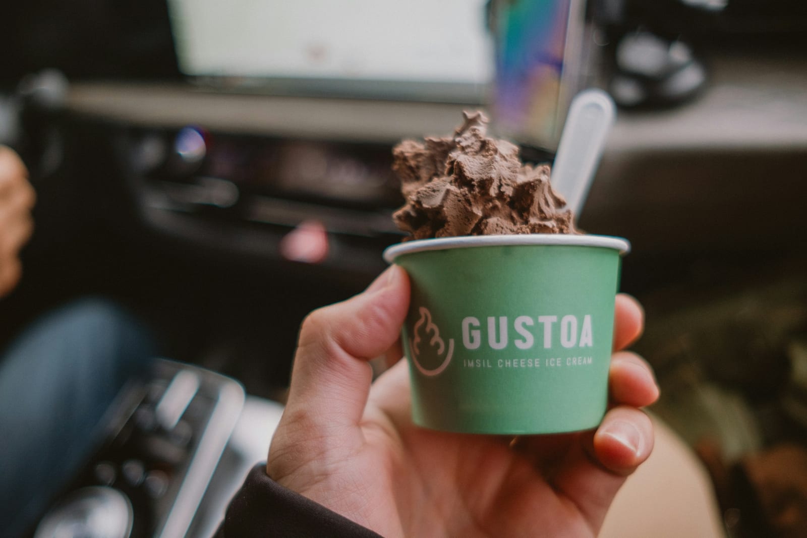 A cup of gelato in muted, natural colors at Fatamorgana in Monti.