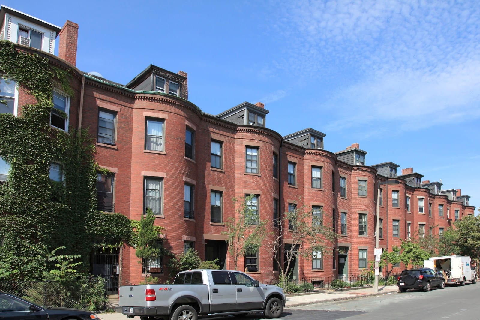 Victorian bow-front brownstones in the South End
