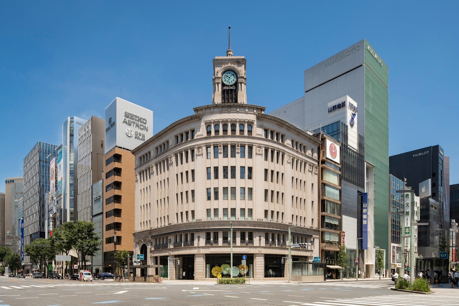 The landmark Wako building at the Ginza 4-chome crossing by day